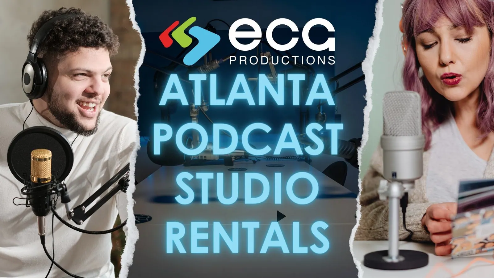 Podcast Studio Rentals visual from ECG Productions.