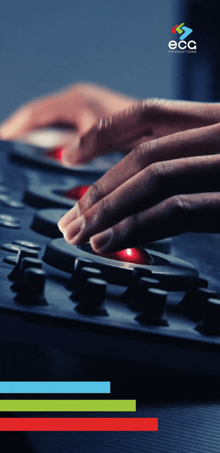 A close-up of hands adjusting an editing console, fine-tuning motion tracking parameters for precise object movement in post-production.