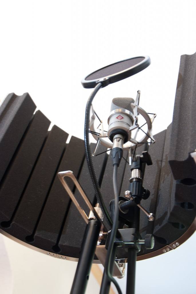VO recording setup ECG Production Neumann microphone accousti-sheild