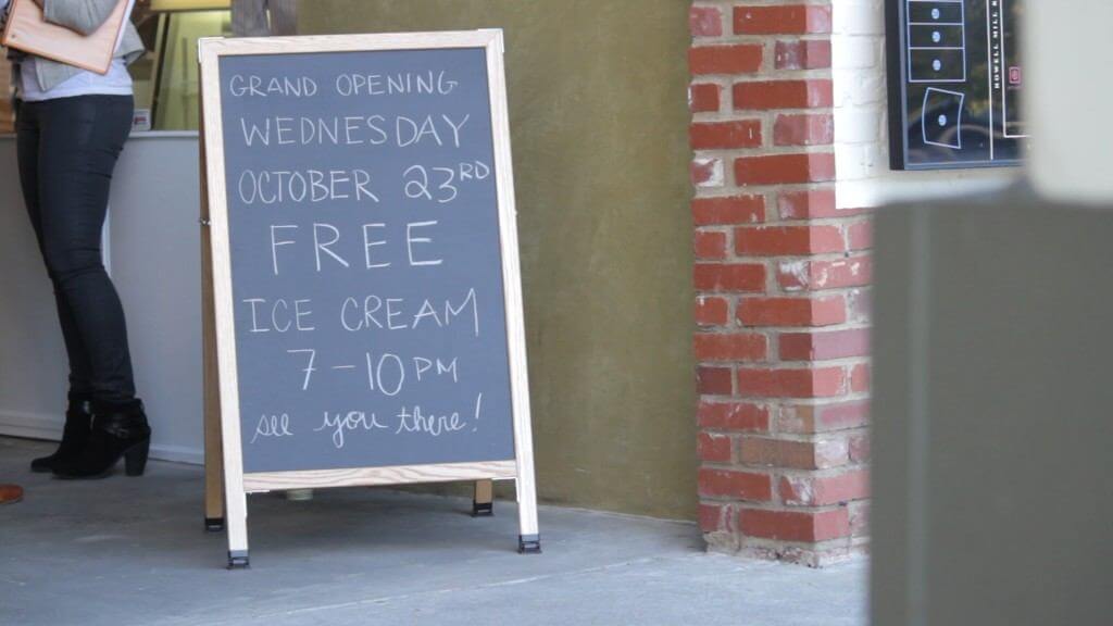 Jeni's Ice Creams launch party sign atlanta video producing ice cream