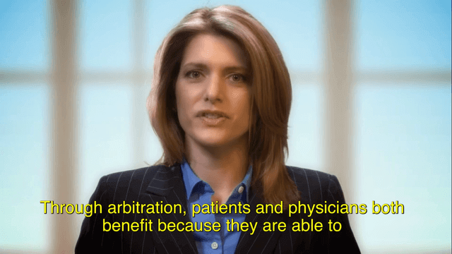 Woman talking about Arbitration