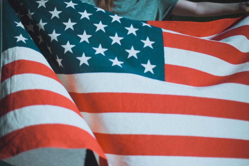 The American Flag as a symbol for the presidential election between Clinton and Trump