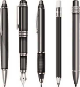 An assortment of pens.