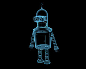 Bender from the cartoon Futurama (3d xray blue transparent).