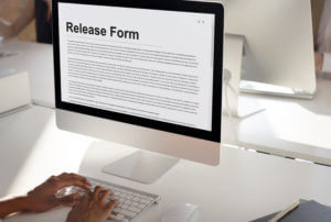 Release form on a computer screen.