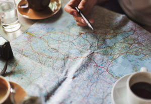 Person looking at a map.