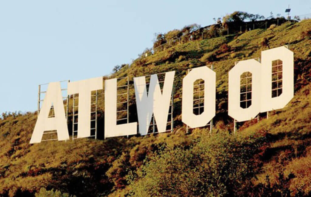 ATLwood sign references tax credits and tax incentives for post-production in Georgia.