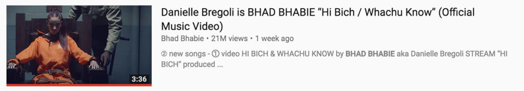 Danielle Bregoli - Bhad Bhabie (YouTube thumbnail)