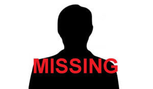 A silhouette with the words "MISSING" in red