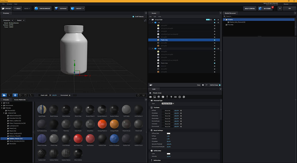 A 3D rendering of a pill bottle in After Effects.