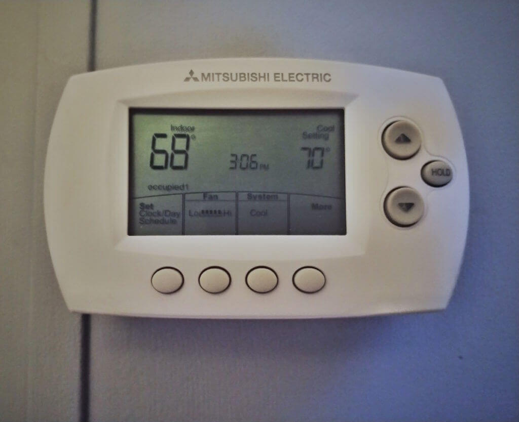 SAN storage room with thermostat reading 68 degrees fahrenheit.