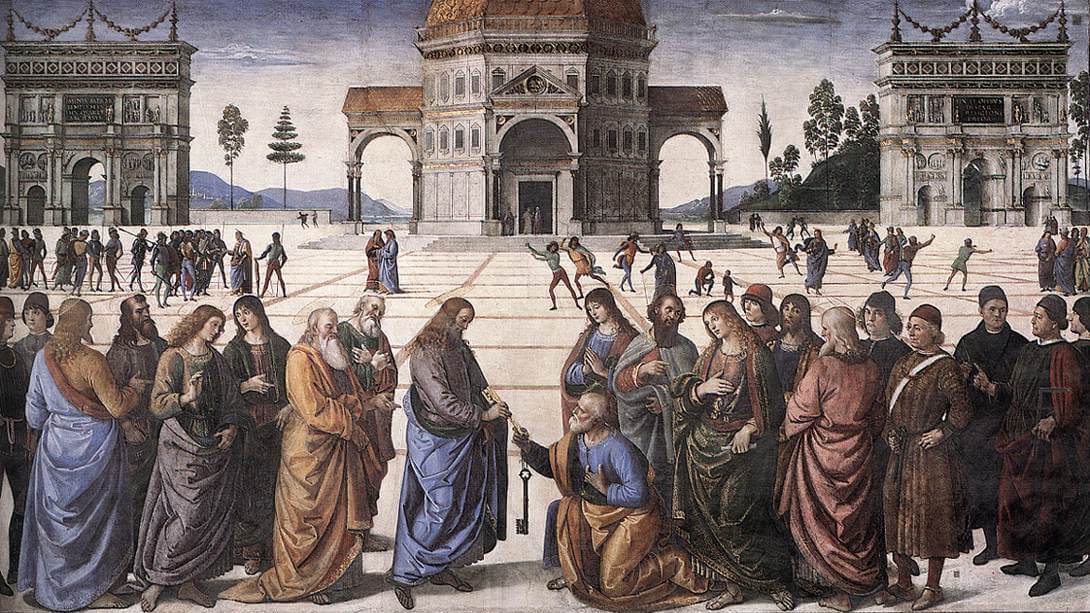 Consegna delle chiavi by Pietro Perugino (painted around 1481-1482).