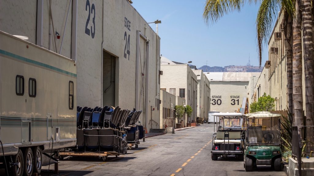 A Hollywood sound stage at a big movie production, suggesting that someone is moving on up.