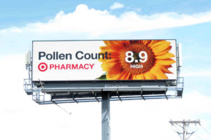 Target uses outdoor advertising on a billboard to promote its pharmacy.