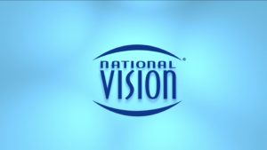 National Vision logo one a blue background