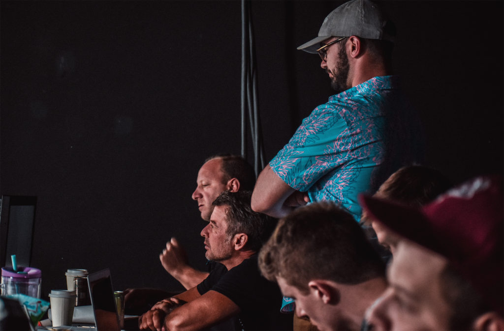 A line producer monitors the set