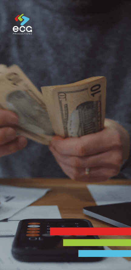 An accountant’s hand carefully counts cash, representing financial oversight and budgeting strategies in video production.