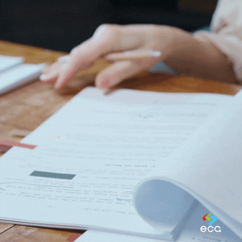 One of ECG Production's writers works on a script breakdown for a feature film client. The scriptwriting team works hard.