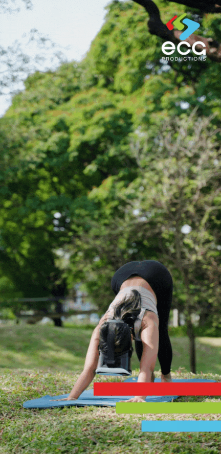 A woman exercises with the help of Augmented Reality in Atlanta, GA