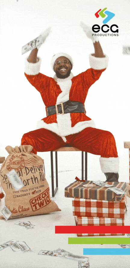 Prop and Set Decoration Rentals are used by a black santa in Atlanta at ECG Productions
