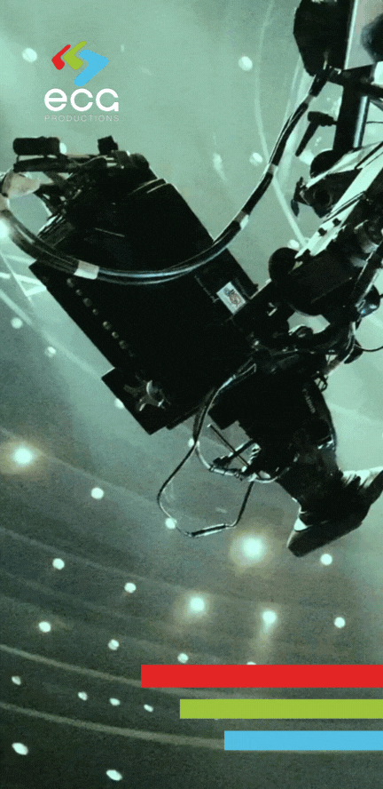 A camera mounted on a Technocrane spins smoothly to capture a shot, demonstrating advanced camera support equipment used for dynamic, sweeping shots on set.