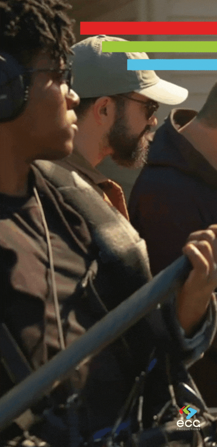 Matthew Harriot, head of the audio department, operates a boom mic on an exterior set, capturing high-quality sound for the production with precision and expertise.
