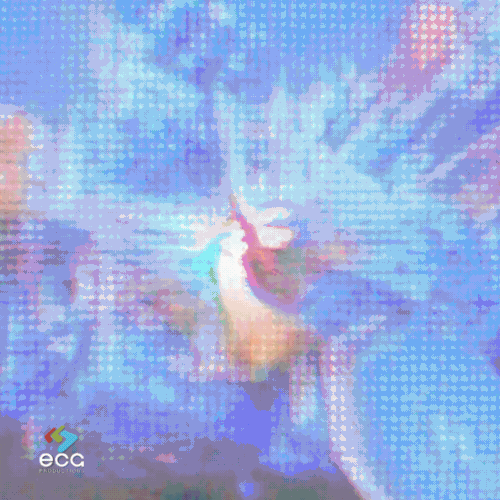 Vibrant animated burst of colors and shapes with pixelated textures, creating a dynamic visual explosion—showcasing the energetic and eye-catching potential of animation in advertising.