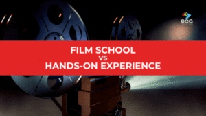Film School vs Hands-On Experience Graphic