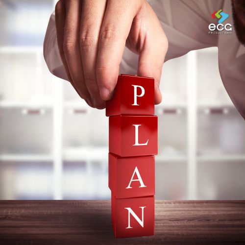 Stacked building blocks spelling out the word “PLAN” against a clean background—symbolizing the foundational first step in how to make a training video effectively.