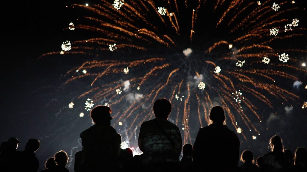 Orlando florida fireworks at night with kids