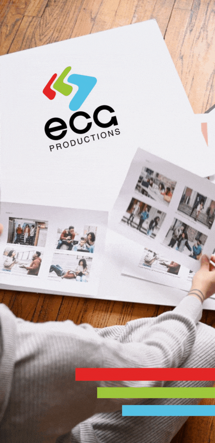 Production Designer looking at storyboards - ECG Productions