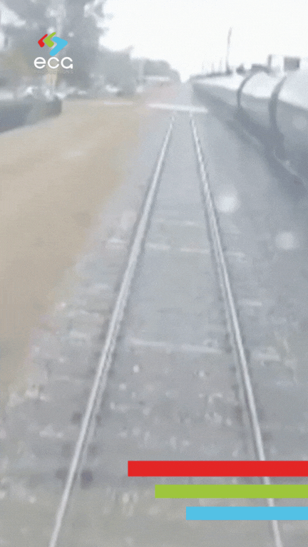 Dramatic video recreation of a train accident, used for analysis—demonstrating how video expert witness services can visually clarify complex events in legal proceedings.