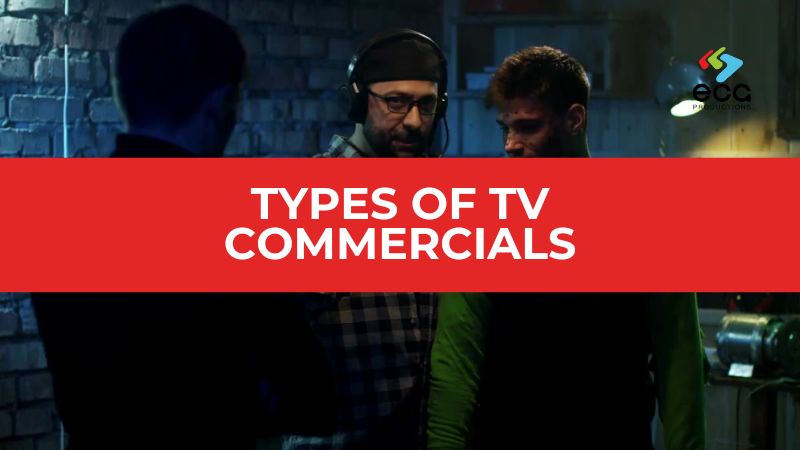 Behind-the-scenes view of a gritty, cinematic TV commercial production, with a director and actors in a dimly lit set—highlighting one of the many stylistic types of TV commercials used to create dramatic brand storytelling.