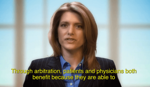 Woman talking about Arbitration