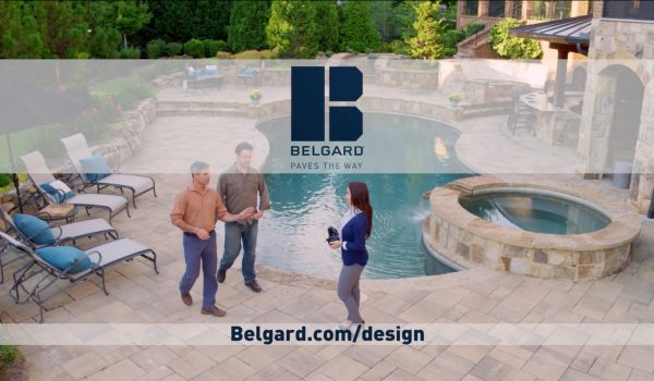 A finished hardscape patio designed with Belgard Design Studio