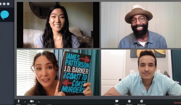 Four people on a conference call coast to coast.