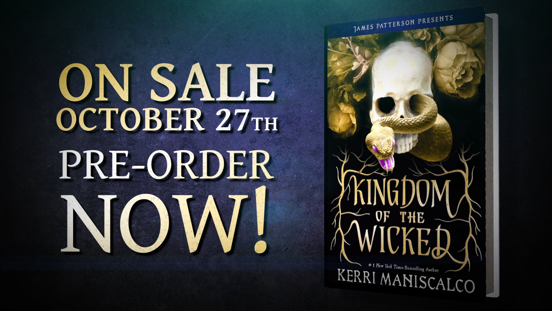 A book cover and book promo for Kingdom of the Wicked