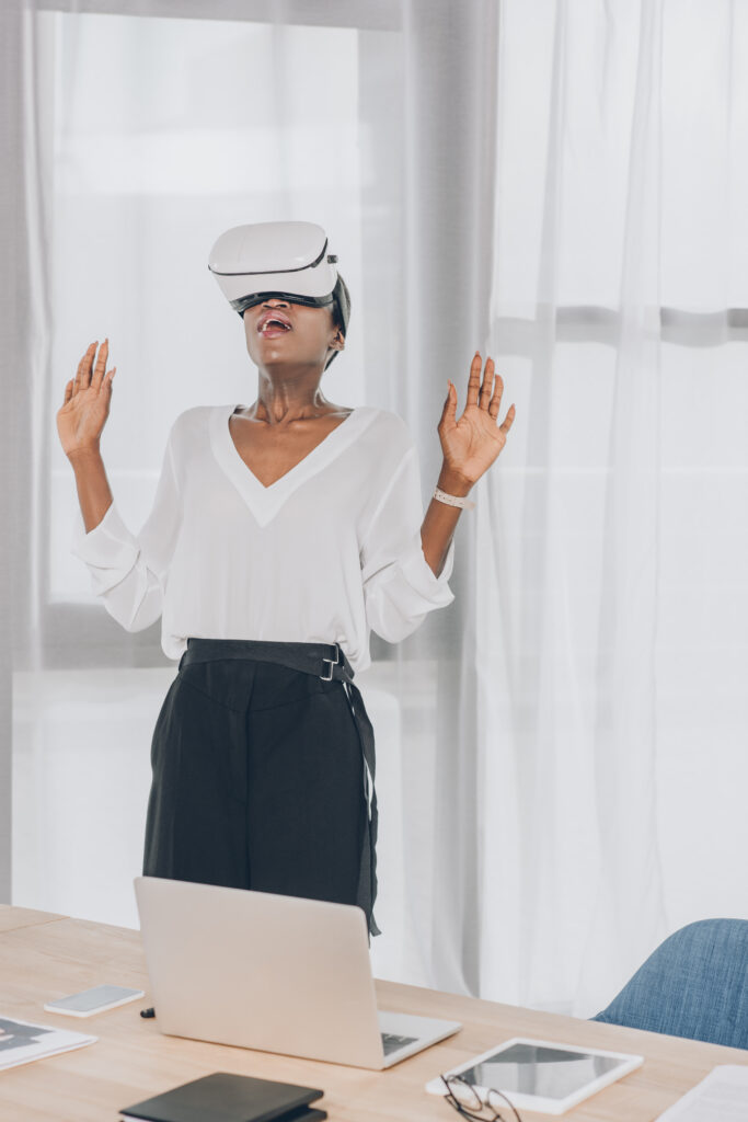 An ECG Productions client experiences an immersive video experience.